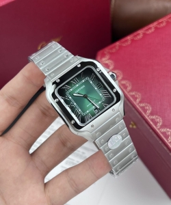 cartier santos de cartier green dial 39.8mm