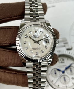 Rolex datejust dial mother of pearl moissanite diamonds 41mm