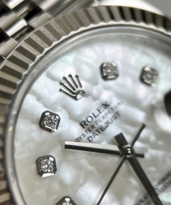 Rolex datejust dial mother of pearl moissanite diamonds 41mm