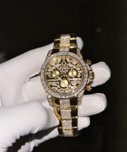 Rolex daytona eye of tiger gold wrapped moisasnite diamonds custom 40mm