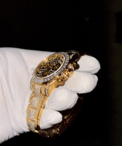 Rolex daytona eye of tiger gold wrapped moisasnite diamonds custom 40mm