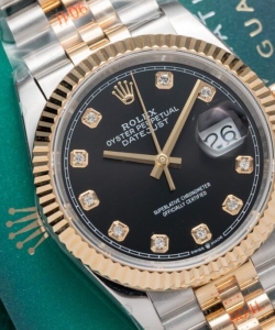 Rolex datejust black dial gold wrapped 36mm