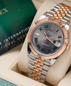 Rolex datejust rose gold wrapped wimbledon dial 41mm