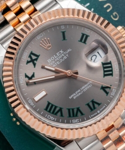 Rolex datejust rose gold wrapped wimbledon dial 41mm