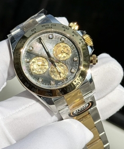 Rolex cosmograph daytona mother of pearl & moissanite diamonds dial 40mm