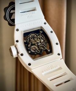 Richard Mille rm055 white ceramic rubber strap 45mm