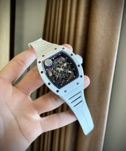 Richard Mille rm055 white ceramic rubber strap 45mm