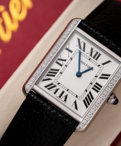 cartier watch tank must w4ta0017 white dial leather strap 33.7×25.5mm