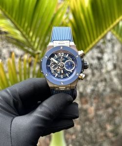 hublot big bang unico titanium blue dial rubber strap 44mm