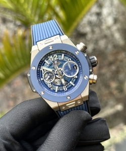 hublot big bang unico titanium blue dial rubber strap 44mm