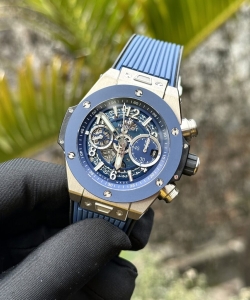 hublot big bang unico titanium blue dial rubber strap 44mm