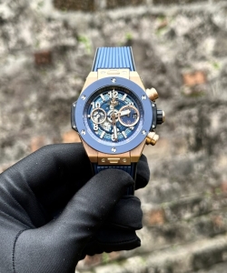 hublot big bang unico king gold blue ceramic benzel 44mm