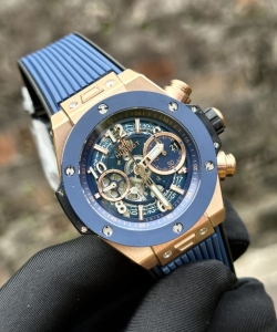 hublot big bang unico king gold blue ceramic benzel 44mm