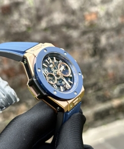 hublot big bang unico king gold blue ceramic benzel 44mm