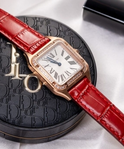 cartier santos dumont wjsa0017 red leather strap 38×27.5mm