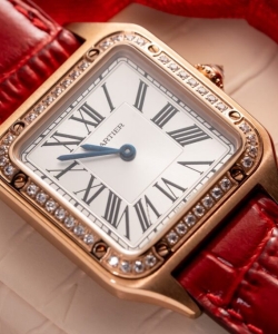 cartier santos dumont wjsa0017 red leather strap 38×27.5mm