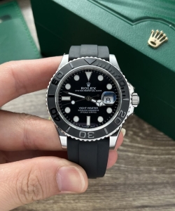 Rolex clone yacht-master black dial rubber strap 40mm