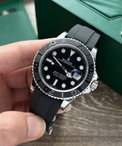 Rolex clone yacht-master black dial rubber strap 40mm