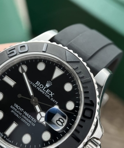 Rolex clone yacht-master black dial rubber strap 40mm