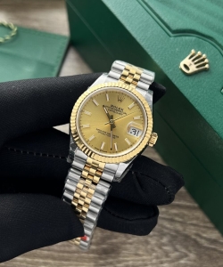 Rolex datejust watch yellow dial jubilee strap 31mm