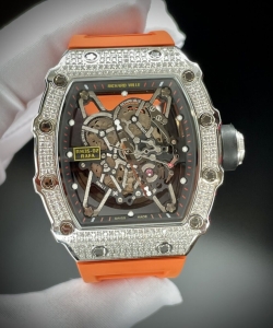 Richard Mille rm35-02 watch orange rubber strap 44mm