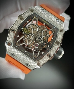 Richard Mille rm35-02 watch orange rubber strap 44mm