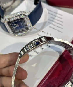 cartier santos custom moissanite diamonds 39.8mm