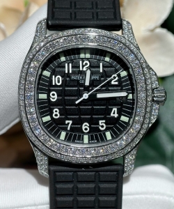 Patek Philippe aquanaut 5069g black dial custom moissanite diamonds 35.6mm