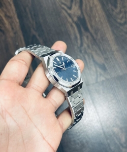 audemars piguet royal oak 15500 dial blue custom moissanite diamonds 41mm