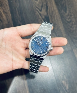 audemars piguet royal oak 15500 dial blue custom moissanite diamonds 41mm