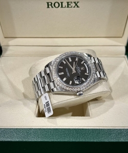 Rolex day-date black dial custom moissanite diamonds 40mm