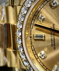 Rolex watch day-date yellow dial custom moissanite diamonds 40mm