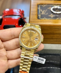 Rolex day-date watches yellow dial moissanite diamonds 40mm