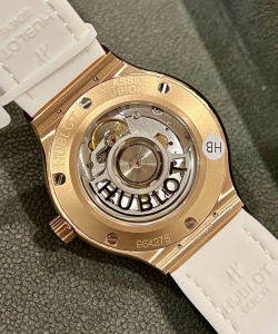 hublotclassic fusion king gold white dial custom moissanite diamonds 38mm