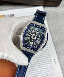 franck muller v45 blue dial rubber strap 45mm