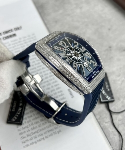 franck muller v45 blue dial rubber strap 45mm