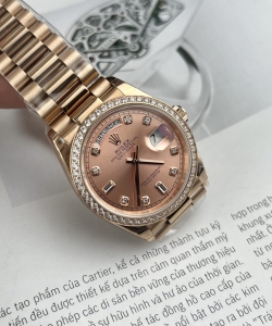 Rolex clone watch day-date pink dial president strap 31mm