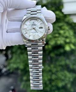 Rolex day-date custom mother of pearl & moissanite diamonds baguetee 40mm