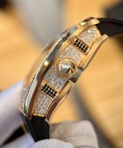 Richard Mille rm007 gold wrapped with moissanite diamonds 36mm