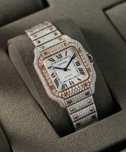 cartier santos with full diamond moissanite hong kong 35mm