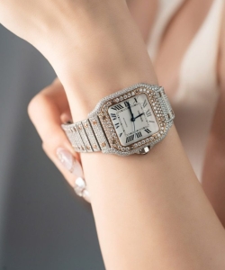 cartier santos with full diamond moissanite hong kong 35mm