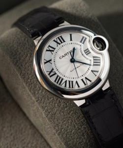 cartier ballon bleu 1:1 watch white dial leather strap 36mm