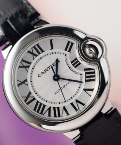 cartier ballon bleu 1:1 watch white dial leather strap 36mm