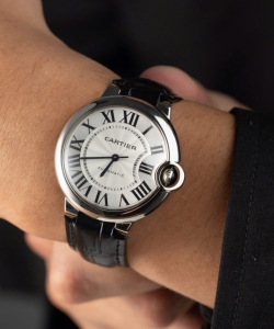 cartier ballon bleu 1:1 watch white dial leather strap 36mm