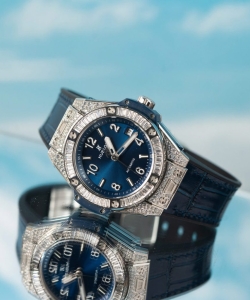 hublot big bang one click blue with full diamond 39mm