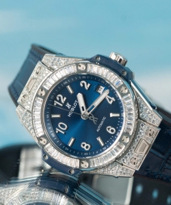 hublot big bang one click blue with full diamond 39mm