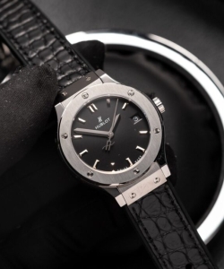 hublot 1:1 watch classic fusion black dial leather strap 33mm