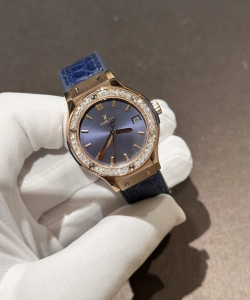 hublot 1:1 watch with moissanite diamonds blue 33mm