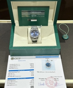 Rolex datejust with moissanite diamond blue dial clean 41mm