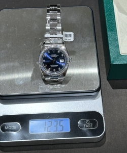 Rolex datejust with moissanite diamond blue dial clean 41mm